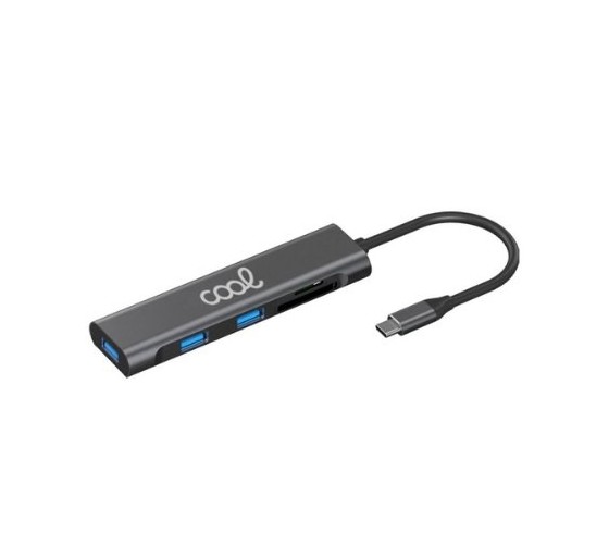 hub tipo c universal cool 5 en 1 3xusb 3.0 sd micro sd aluminio