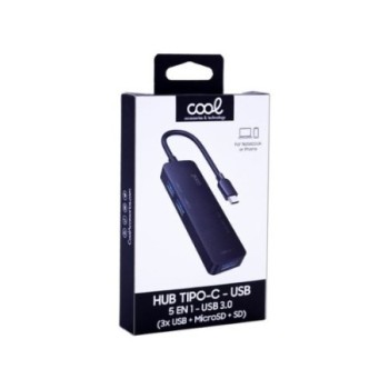hub tipo c universal cool 5 en 1 3xusb 3.0 sd micro sd aluminio