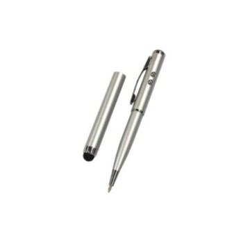 puntero stylus cool universal laser plateado luz led blanca laser rojo