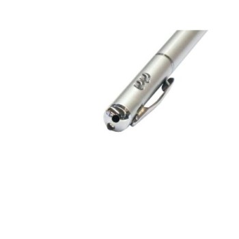 puntero stylus cool universal laser plateado luz led blanca laser rojo
