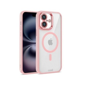 funda cool iphone 16 magnetica rosa transparente borde rosa compat c.magnetico