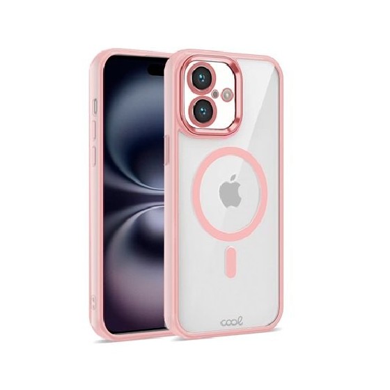 funda cool iphone 16 magnetica rosa transparente borde rosa compat c.magnetico