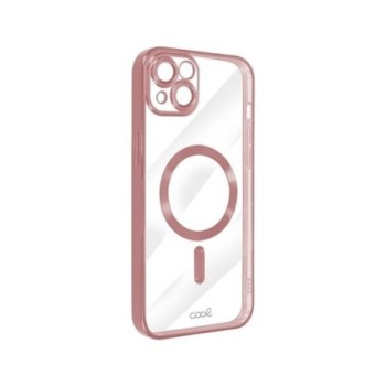 funda cool iphone 16 magnetica rosa transparente borde rosa compat c.magnetico