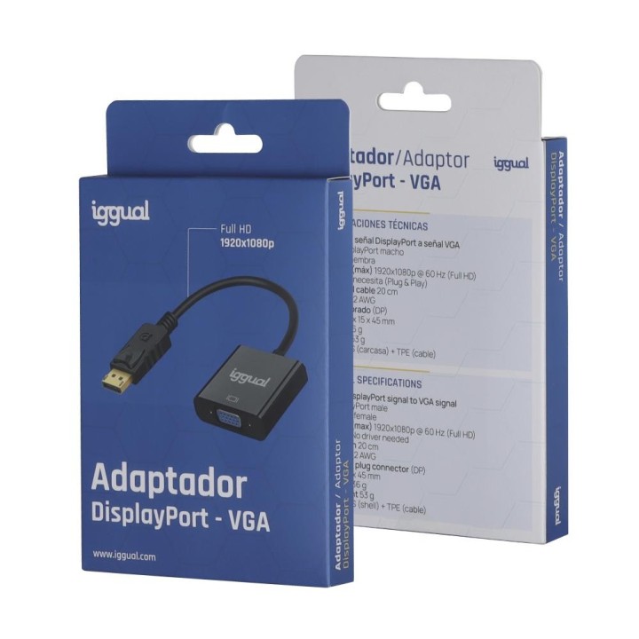 iggual adaptador displayport  m  a vga  h