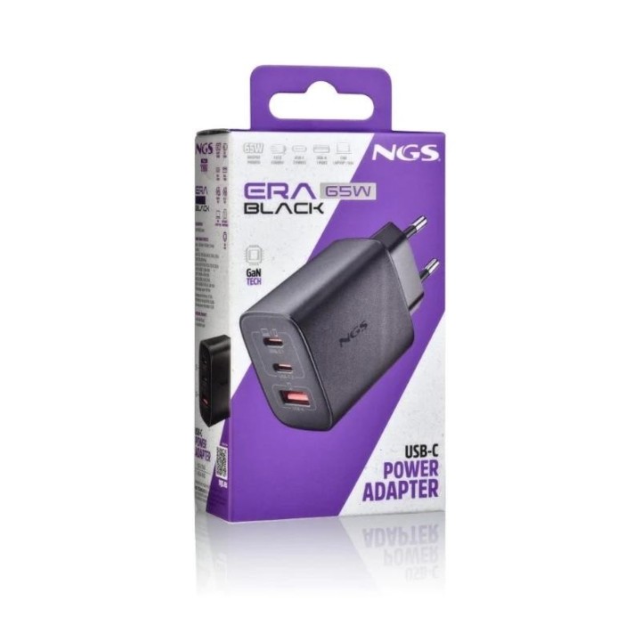 ngs cargador gan ultrarapido 65w usb c+ usb a