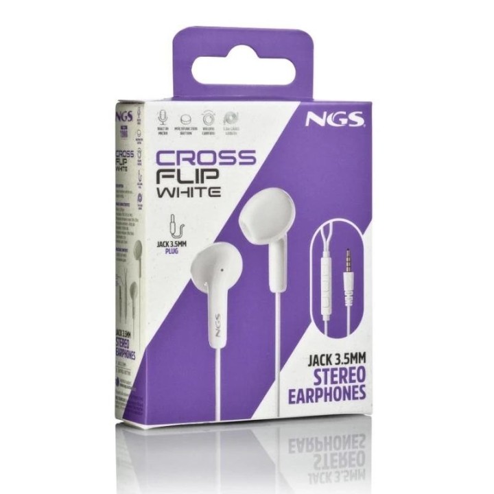 ngs auricular blanco estereo con cable jack 3.5 mm