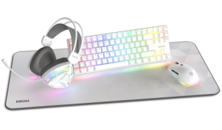 krom krom klass  pack 4 en 1 rgb blanco kit de teclado, raton, alfombrilla y auriculares gaming