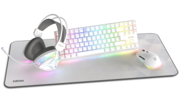 krom krom klass  pack 4 en 1 rgb blanco kit de teclado, raton, alfombrilla y auriculares gaming