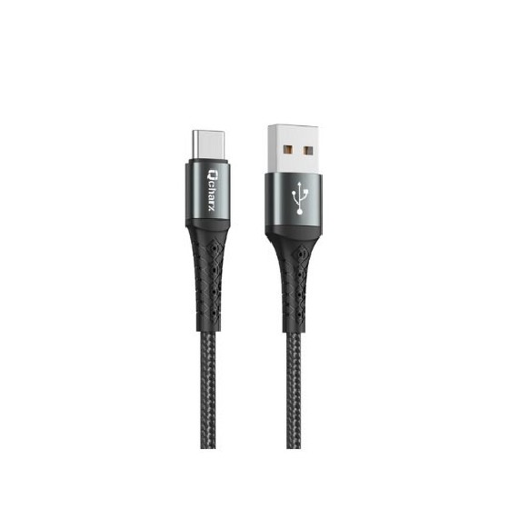 cable tipo c qcharx lyon 1m 1m usb a tipo c 3a negro cordon aluminio