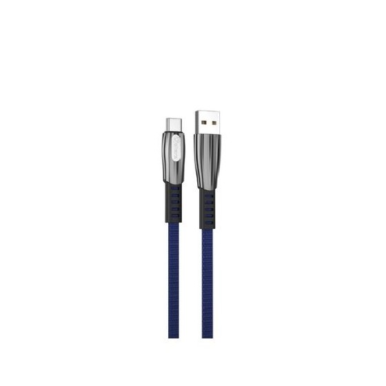 cable tipo c qcharx florence 1m 1m usb a tipo c 3a azul cordon plano zinc