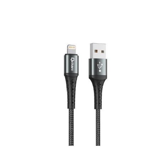 cable lighning qcharx lyon 1m 1m usb a lightning 3a negro cordon aluminio