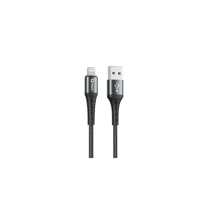 cable lighning qcharx lyon 1m 1m usb a lightning 3a negro cordon aluminio