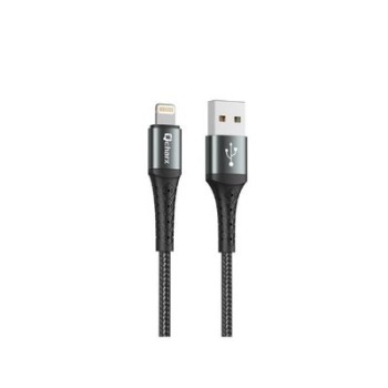cable lighning qcharx lyon 1m 1m usb a lightning 3a negro cordon aluminio