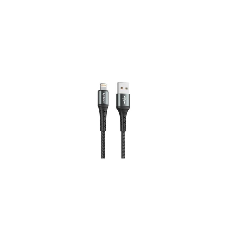 cable lighning qcharx lyon 1m 1m usb a lightning 3a negro cordon aluminio