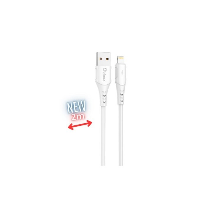 cable lightning qcharx athens 2m 2m usb a lightning 3a blanco pvc