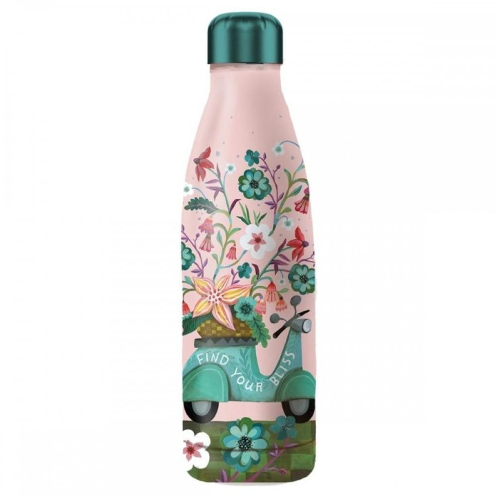 enesco botella isotermica enesco rosa estampado flores y moto
