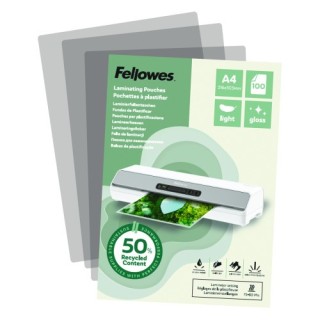 fellowes pack 100 fundas de plastificar recicladas brillo a4 fellowes 100142987