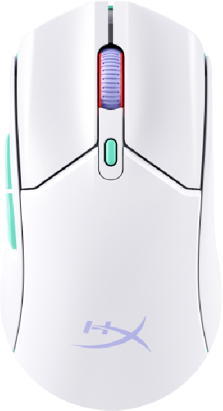 hyperx hp hyperx pulsefire haste 2 core inalambricos  raton gaming  blanco/verde/purpura