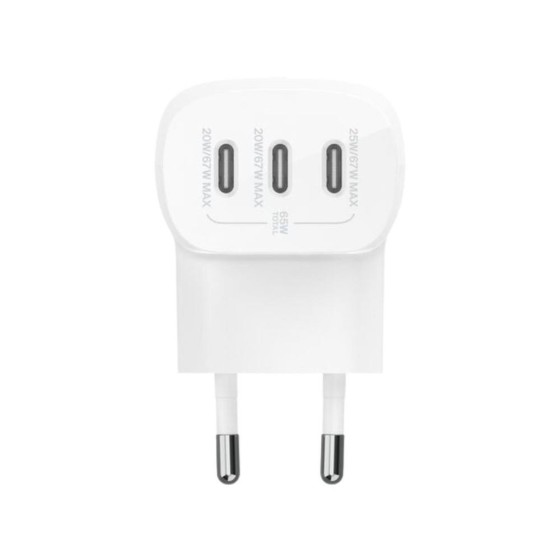 belkin cargador belkin wcc002vfwh 67w 3x usb tipo c blanco