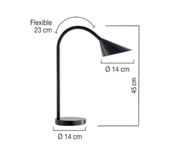 lampara escritorio unilux led sol negro