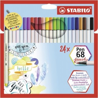 stabilo estuche carton 24 unidades rotulador pen 68 brush colores surtidos stabilo 568/24 211