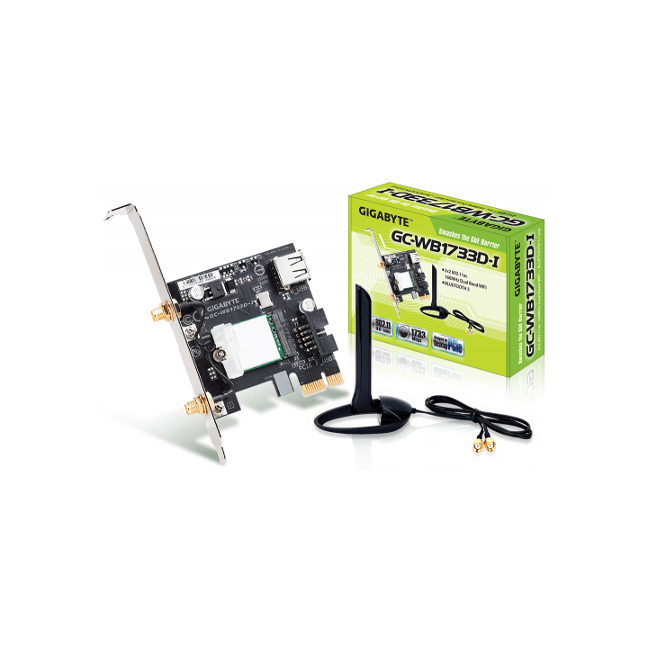 gigabyte tarjeta de red wireless gigabyte gc wb1733d i,ac 9260,pci e,wlan/bt5.0,802.11ac,1733 mb/s