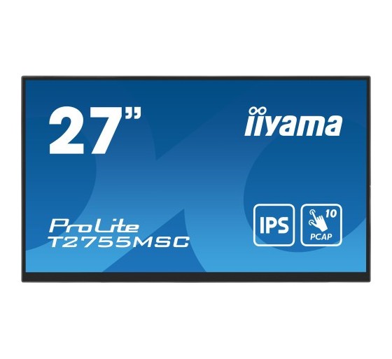 iiyama monitor iiyama 27 ips bonded pcap 10p touch, 1920x1080, flat bezel free glass front, hdmi, di