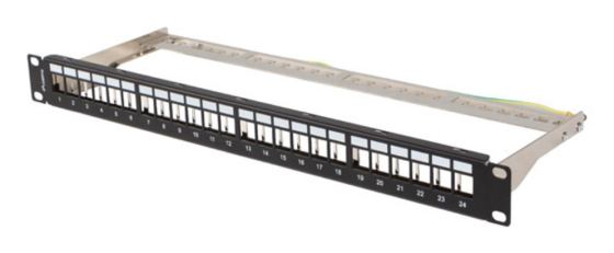 patch panel lanberg 24 puertos 1u rack 19 ftp para modulos keystone negro