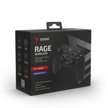 mando gamepad inalambrico pc ps3 savio rage w autonomia 8 10h 16 botones funciones programables