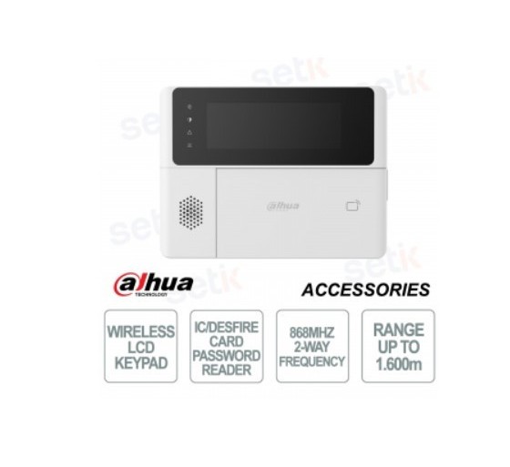 dahua  dhi ark30c rw2 868   dahua alarmas teclado via radio con pantalla lcd y carcasa, control con