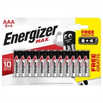 energizer blister 8 + 4 pilas max tipo lr03  aaa  energizer e301531207