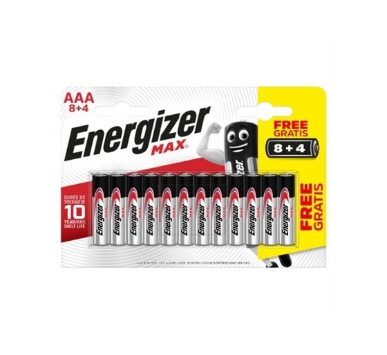 energizer blister 8 + 4 pilas max tipo lr03  aaa  energizer e301531207