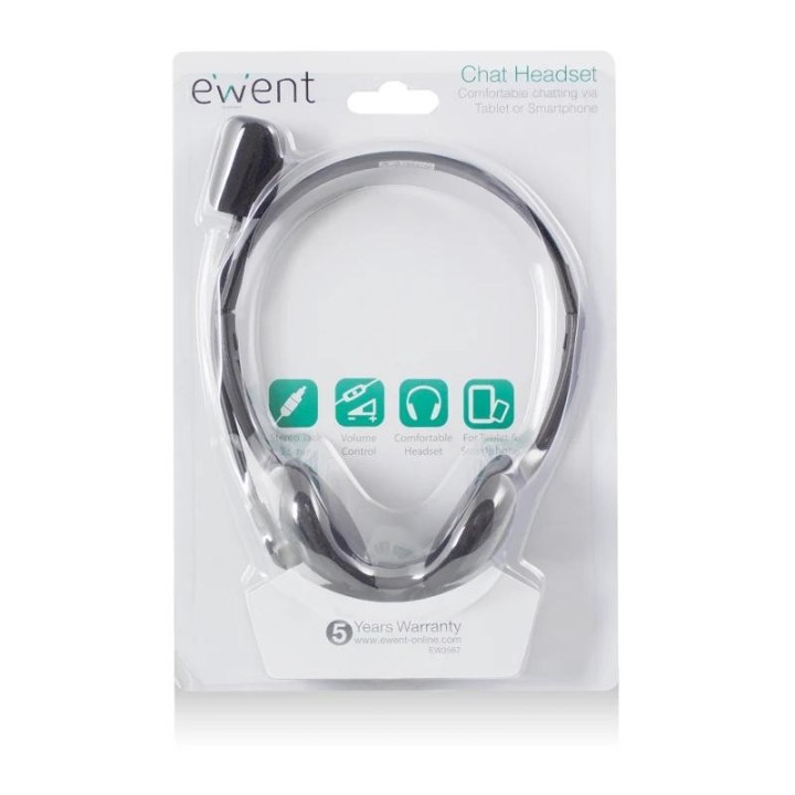 ewent auriculares diadema con micro mini jack