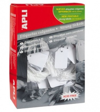apli caja 1.000 etiquetas colgantes blancas 18 x 29 mm apli 389
