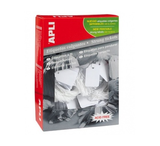 apli caja 1.000 etiquetas colgantes blancas 18 x 29 mm apli 389