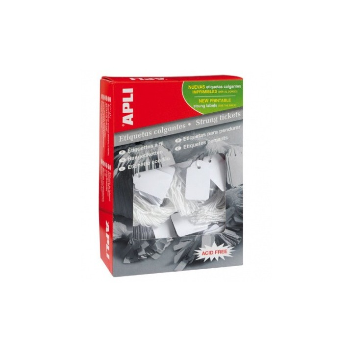 apli caja 1.000 etiquetas colgantes blancas 18 x 29 mm apli 389