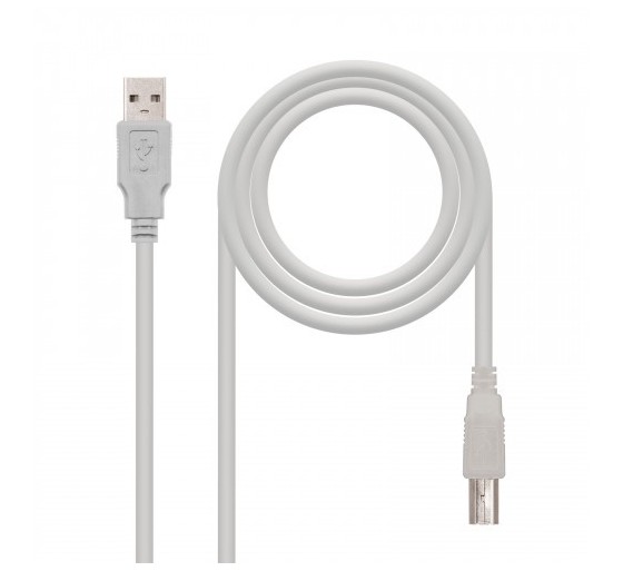 nanocable nanocable cable usb 2.0 impresora, tipo a/m b/m, beige, 1.0 m