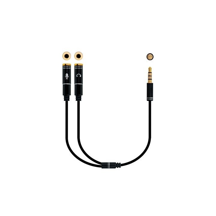 nanocable cable audio 1xjack   3.5 to 2xjack   3.5 0.3m nanocable  blanco    macho   hembra    4pin