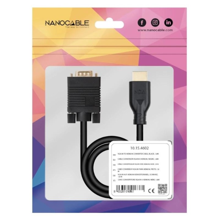 nanocable cable conversor vga a hdmi m m 1,8 m