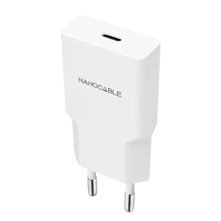 nanocable cargador usb c/pd + usb a/qc 30w blanco