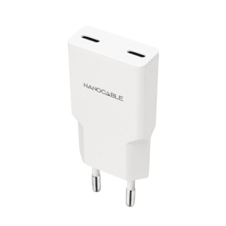 nanocable cargador 2xusb c/pd 30w  blanco