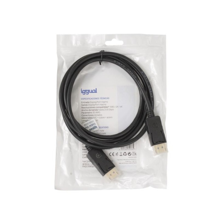 iggual cable displayport  m  1.2 4k@60hz 1,8 m