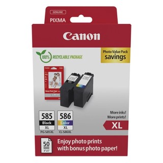 canon cartucho tinta canon pg 585xl + pg 586xl + papel fotografico