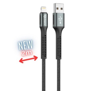 qcharx international cable qcharx prague lightning usb tipo a   2m   aleacion de aluminio negro cord