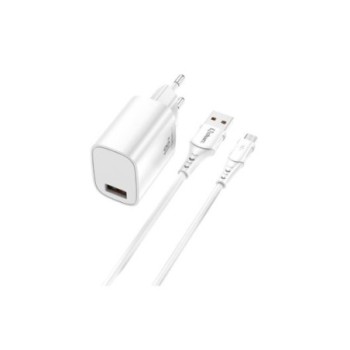 cargador cable qcharx artemisa 18w micro 18w puerto usb a  blanco cable micro