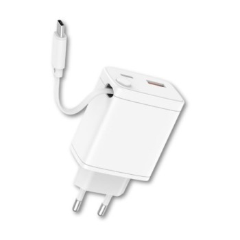 qcharx international cargador qcharx juno 3a 20w 2 puertos usb + tipo c + cable tipo c blanco incorp