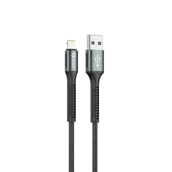 qcharx international cable qcharx prague usb a lightning 3a   1 m   aleacion de aluminio negro cordo