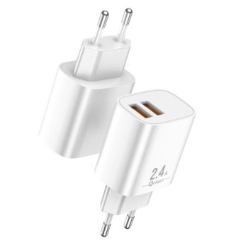 qcharx international cargador qcharx apolo 2.4a 2 puerto usb a  blanco