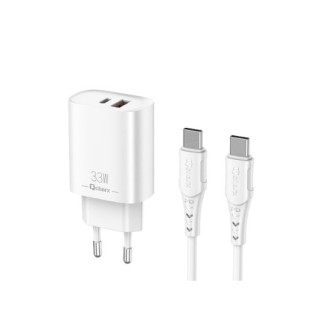 cargador  cable qcharx eros 33w 33w 2puertos tipoc usb a cable tipo c blanco