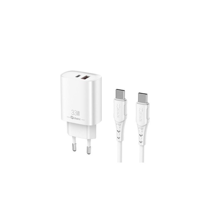 cargador  cable qcharx eros 33w 33w 2puertos tipoc usb a cable tipo c blanco